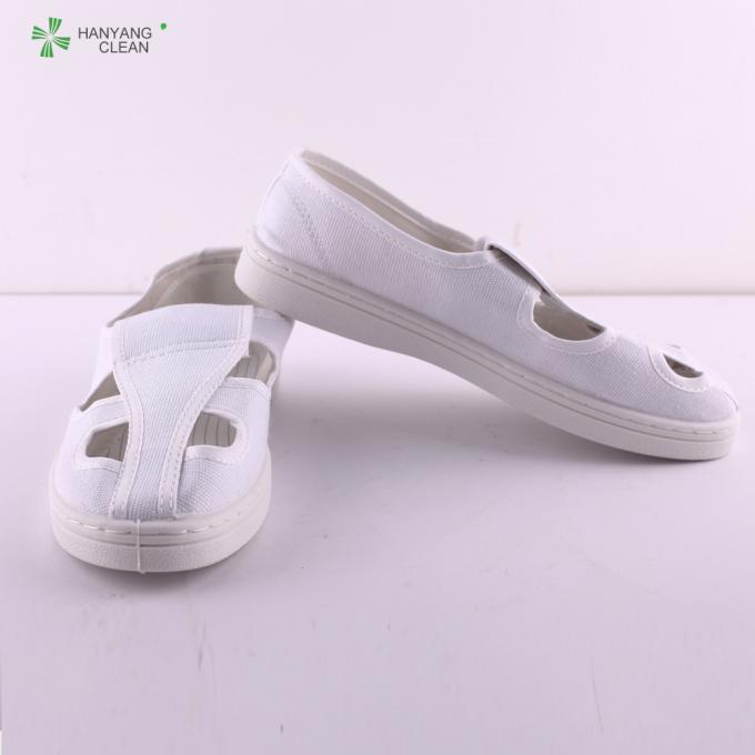 Chaussure blanche antistatique d'ESD de quatre de trous de Cleanroom de toile chaussures de sécurité pour l'industrie alimentaire