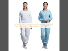 H-1111 Combinaison ESD Réutilisable Bleue Autoclavable Sous-vêtements Dissipateurs Statiques pour Semi-conducteurs Classe 100