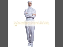 Four-Piece Snap Cleanroom Suit Unisexe S~4XL, Autoclavable antistatique à l'épreuve de la poussière, personnalisé bleu/blanc HanYang Clean
